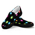 Colorful Christmas Lights Print Black Slip On Sneakers