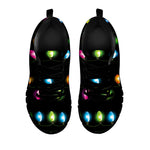 Colorful Christmas Lights Print Black Sneakers