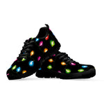 Colorful Christmas Lights Print Black Sneakers