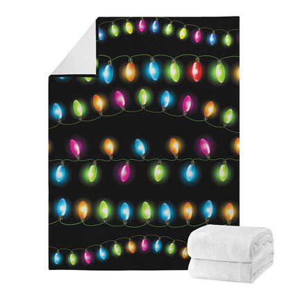 Colorful Christmas Lights Print Blanket