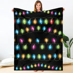 Colorful Christmas Lights Print Blanket