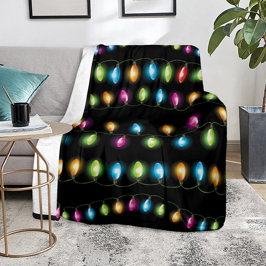 Colorful Christmas Lights Print Blanket