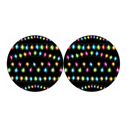 Colorful Christmas Lights Print Car Coasters