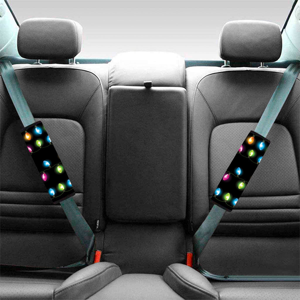 Colorful Christmas Lights Print Car Seat Belt Covers