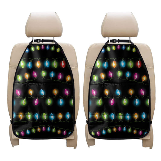 Colorful Christmas Lights Print Car Seat Organizers