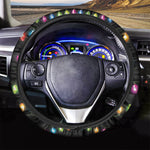 Colorful Christmas Lights Print Car Steering Wheel Cover
