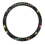 Colorful Christmas Lights Print Car Steering Wheel Cover