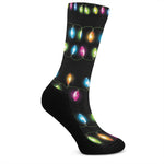 Colorful Christmas Lights Print Crew Socks