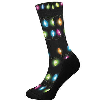 Colorful Christmas Lights Print Crew Socks