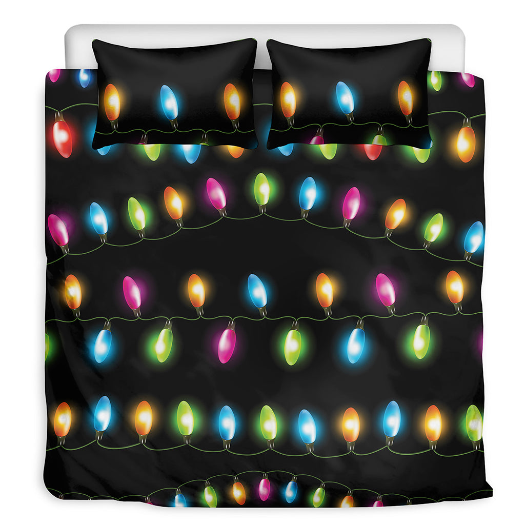 Colorful Christmas Lights Print Duvet Cover Bedding Set