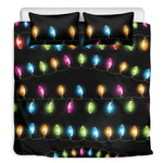 Colorful Christmas Lights Print Duvet Cover Bedding Set