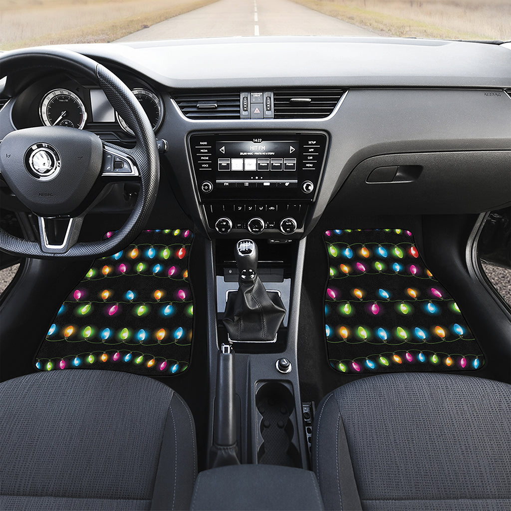 Colorful Christmas Lights Print Front Car Floor Mats