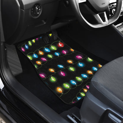 Colorful Christmas Lights Print Front Car Floor Mats