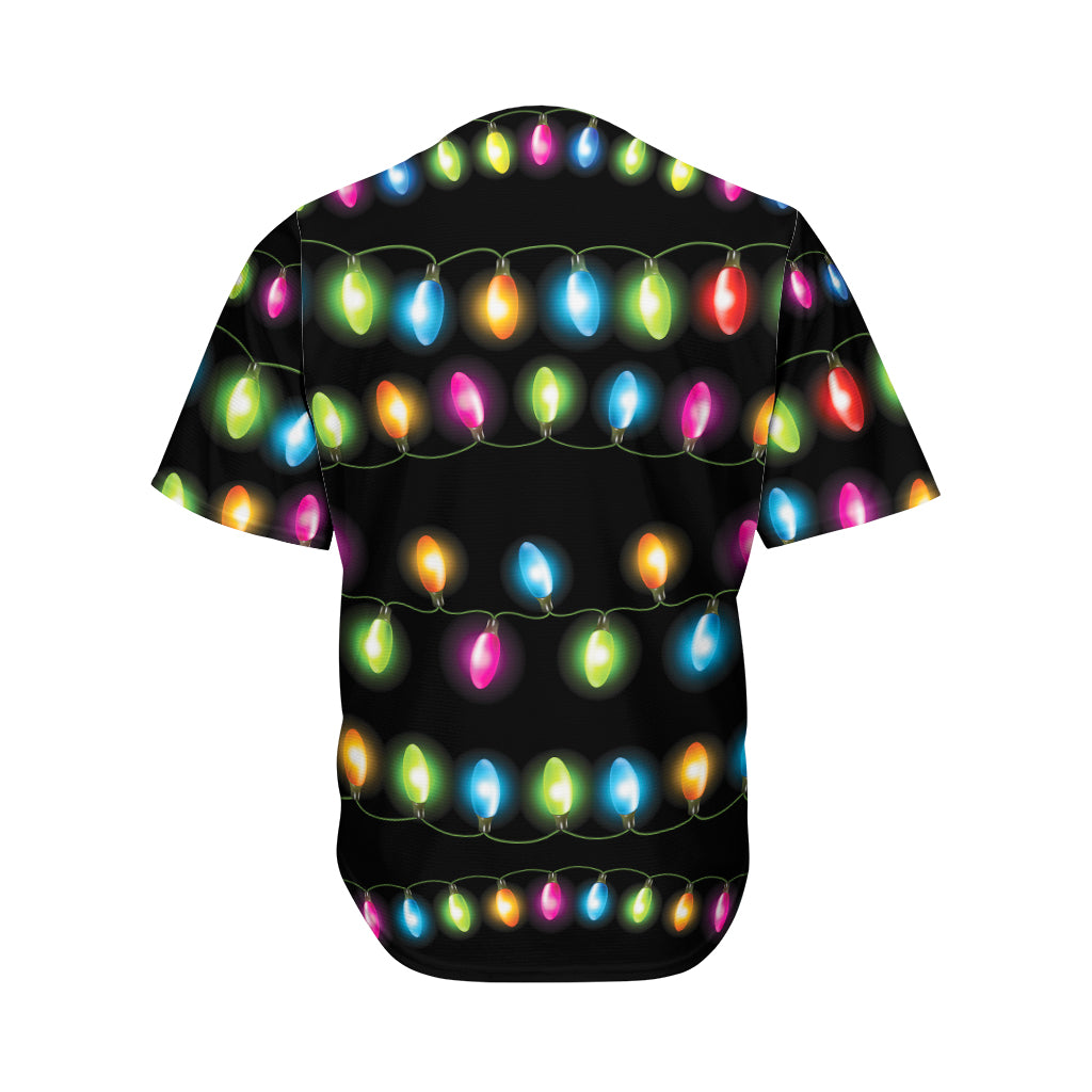 Colorful Christmas Lights Print Men's Baseball Jersey