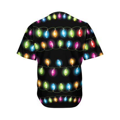 Colorful Christmas Lights Print Men's Baseball Jersey
