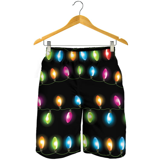 Colorful Christmas Lights Print Men's Shorts
