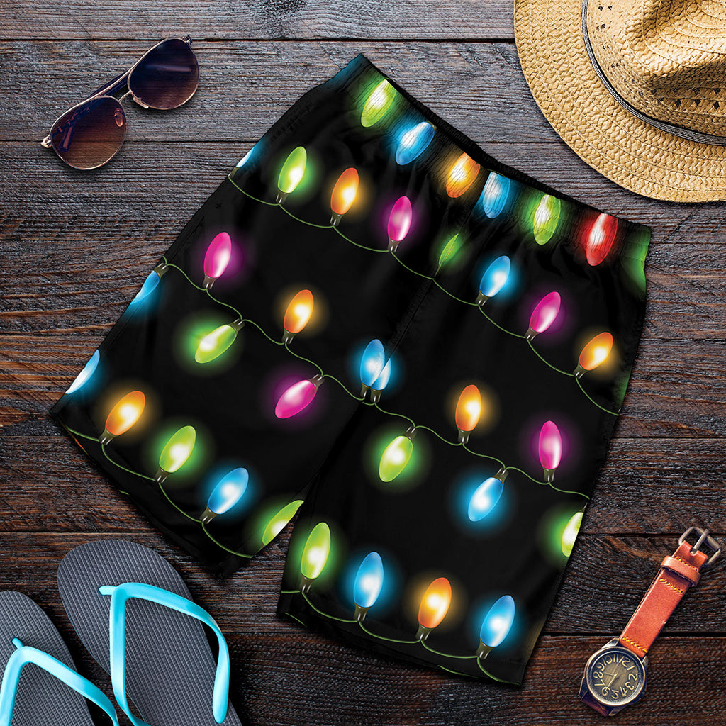 Colorful Christmas Lights Print Men's Shorts