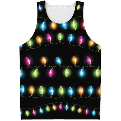Colorful Christmas Lights Print Men's Tank Top