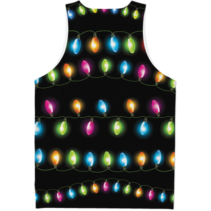 Colorful Christmas Lights Print Men's Tank Top