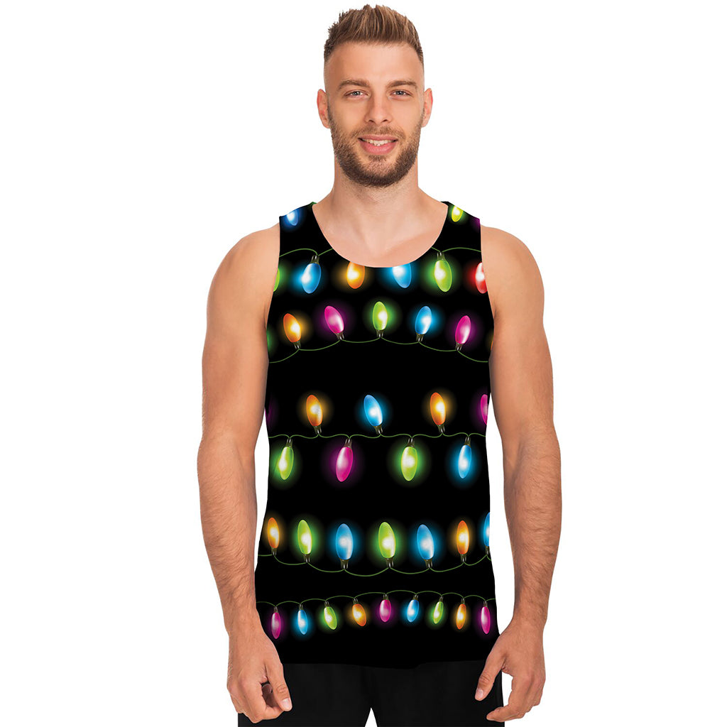 Colorful Christmas Lights Print Men's Tank Top