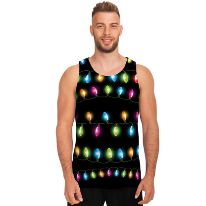 Colorful Christmas Lights Print Men's Tank Top