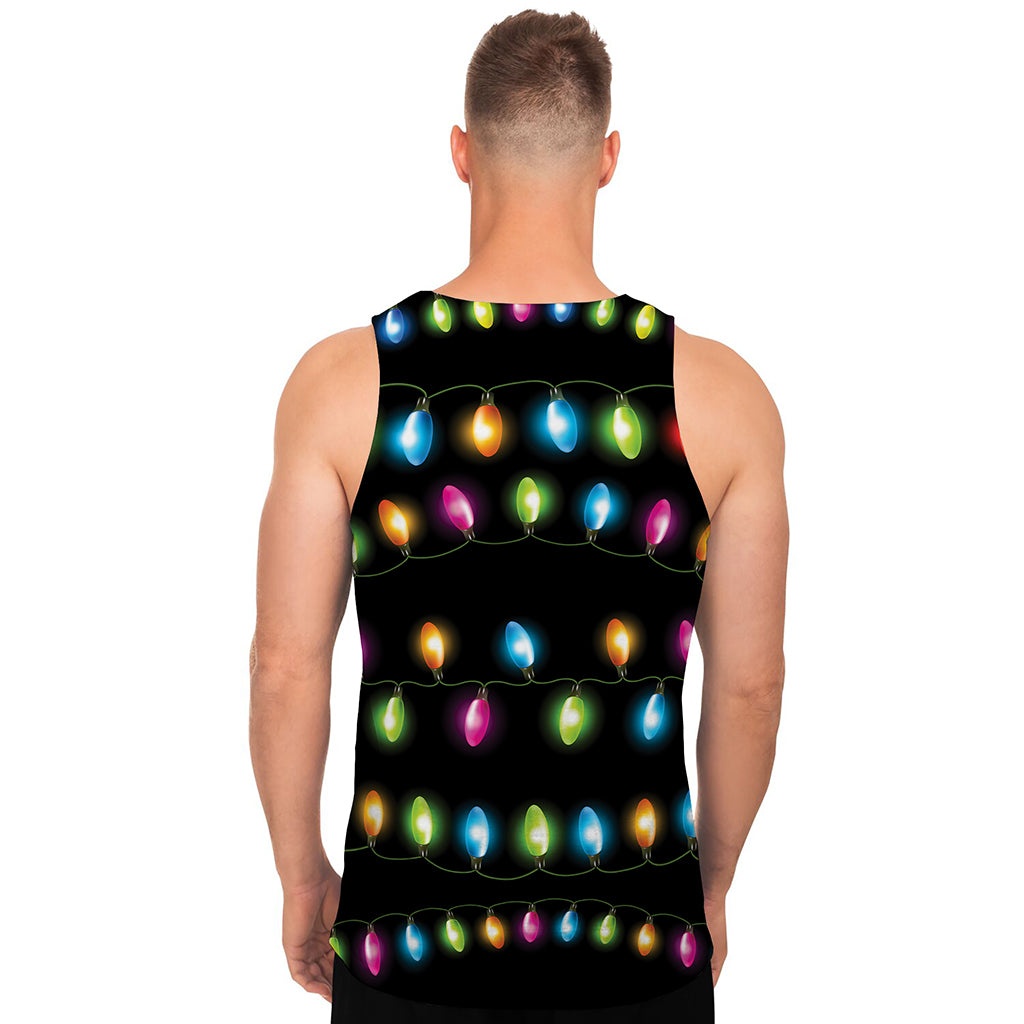 Colorful Christmas Lights Print Men's Tank Top