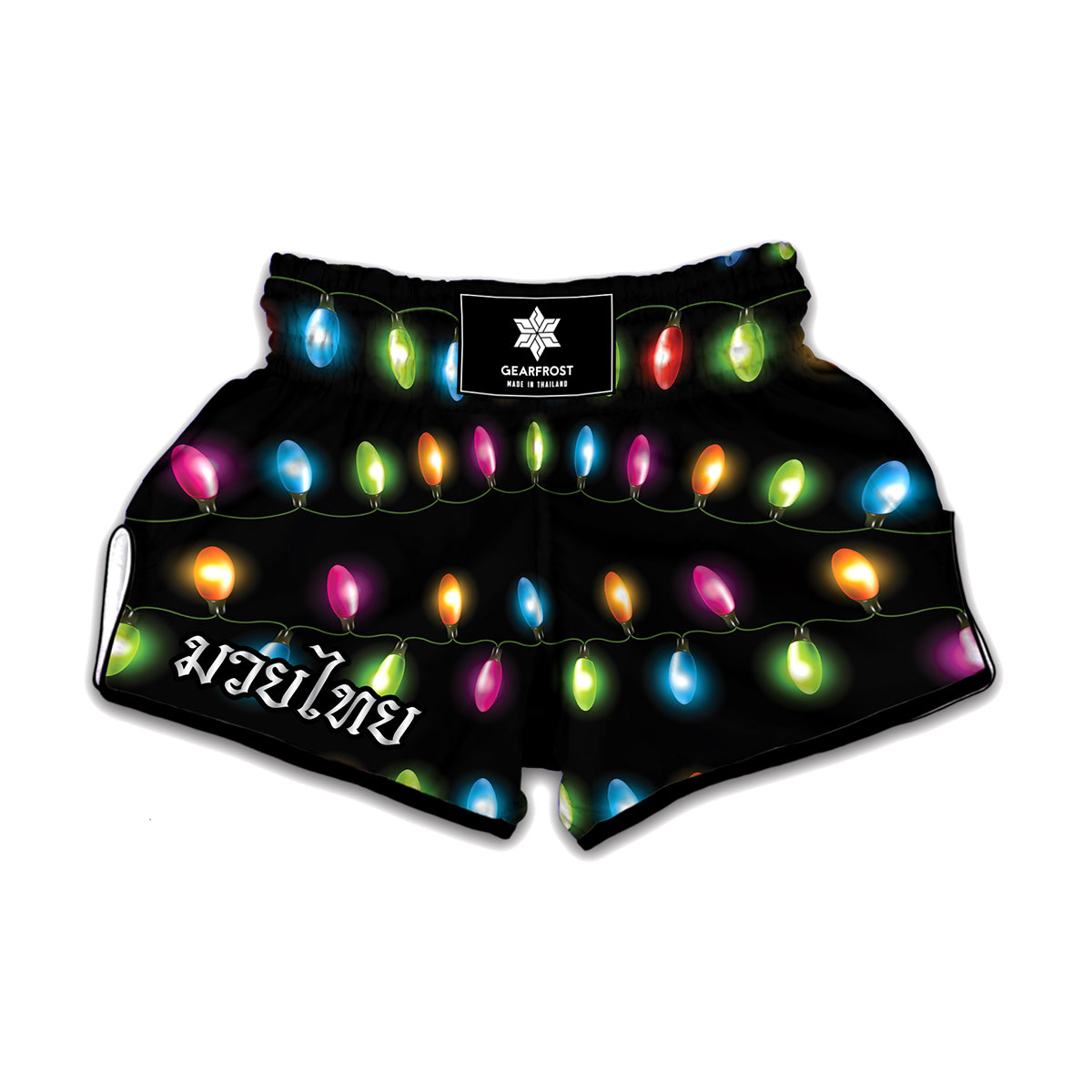 Colorful Christmas Lights Print Muay Thai Boxing Shorts