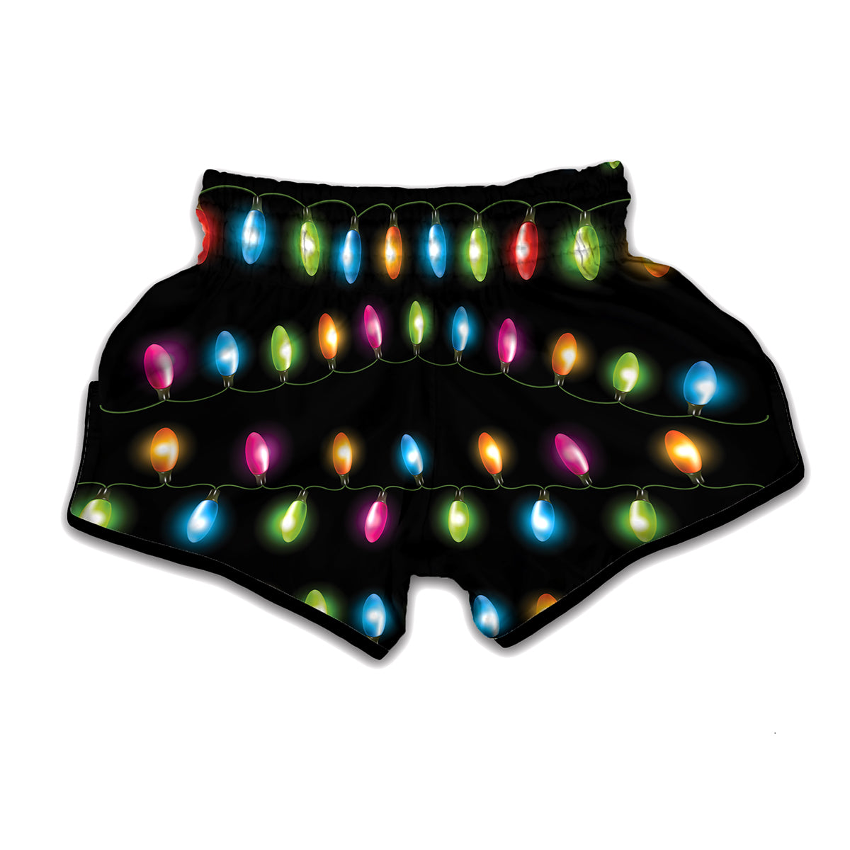 Colorful Christmas Lights Print Muay Thai Boxing Shorts