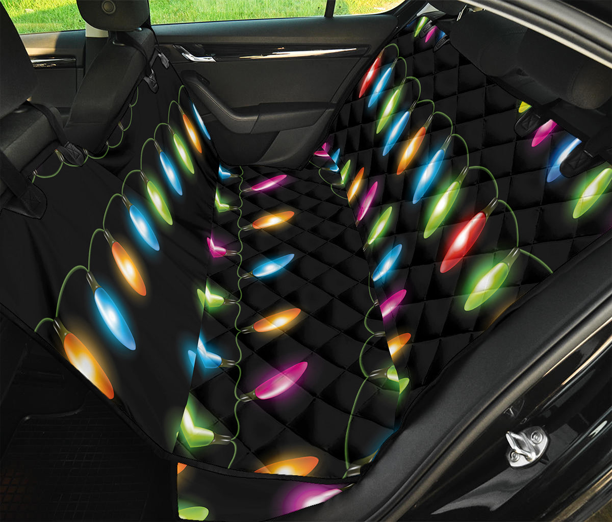 Colorful Christmas Lights Print Pet Car Back Seat Cover