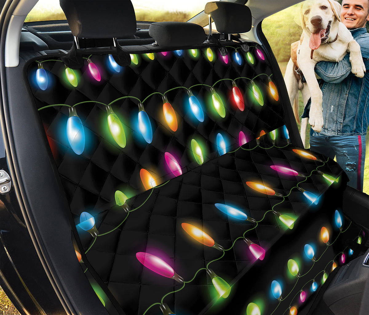 Colorful Christmas Lights Print Pet Car Back Seat Cover