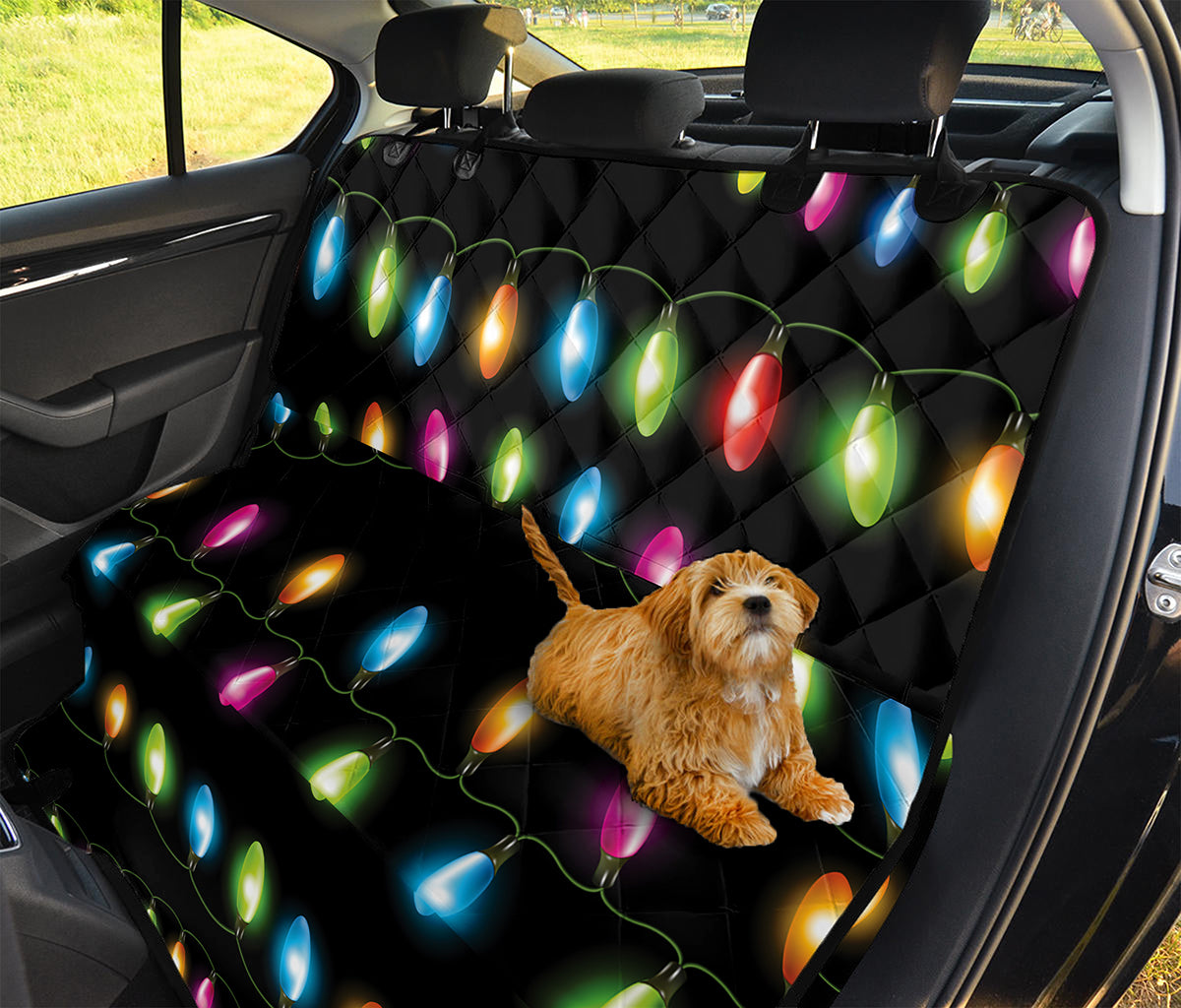 Colorful Christmas Lights Print Pet Car Back Seat Cover