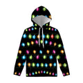 Colorful Christmas Lights Print Pullover Hoodie