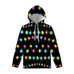 Colorful Christmas Lights Print Pullover Hoodie