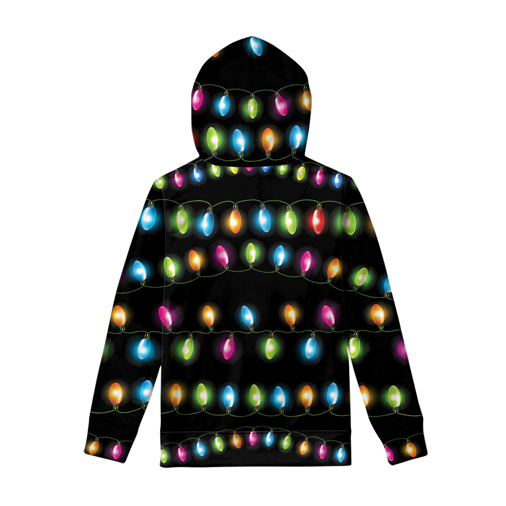 Colorful Christmas Lights Print Pullover Hoodie