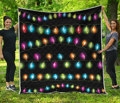 Colorful Christmas Lights Print Quilt