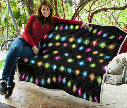 Colorful Christmas Lights Print Quilt