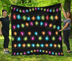 Colorful Christmas Lights Print Quilt