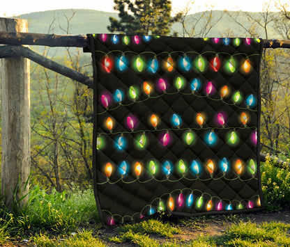 Colorful Christmas Lights Print Quilt