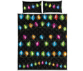 Colorful Christmas Lights Print Quilt Bed Set