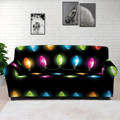 Colorful Christmas Lights Print Sofa Cover