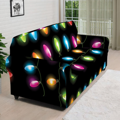 Colorful Christmas Lights Print Sofa Cover