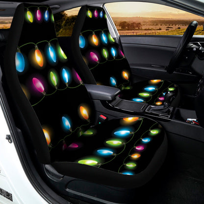 Colorful Christmas Lights Print Universal Fit Car Seat Covers