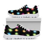 Colorful Christmas Lights Print White Sneakers