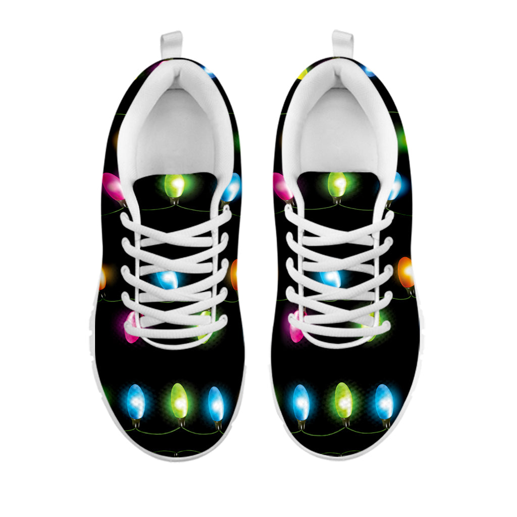 Colorful Christmas Lights Print White Sneakers