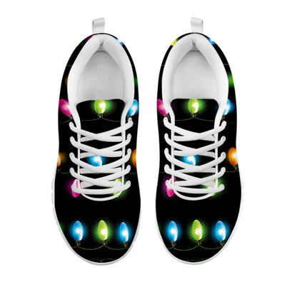 Colorful Christmas Lights Print White Sneakers