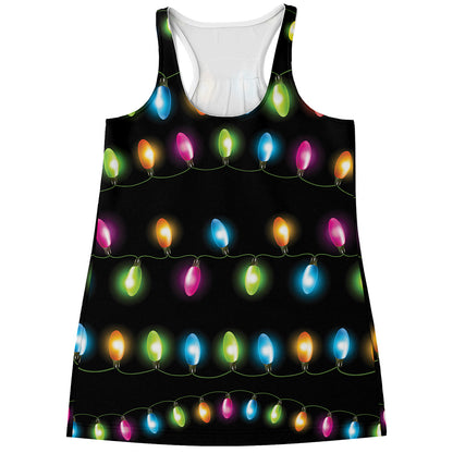 Colorful Christmas Lights Print Women's Racerback Tank Top