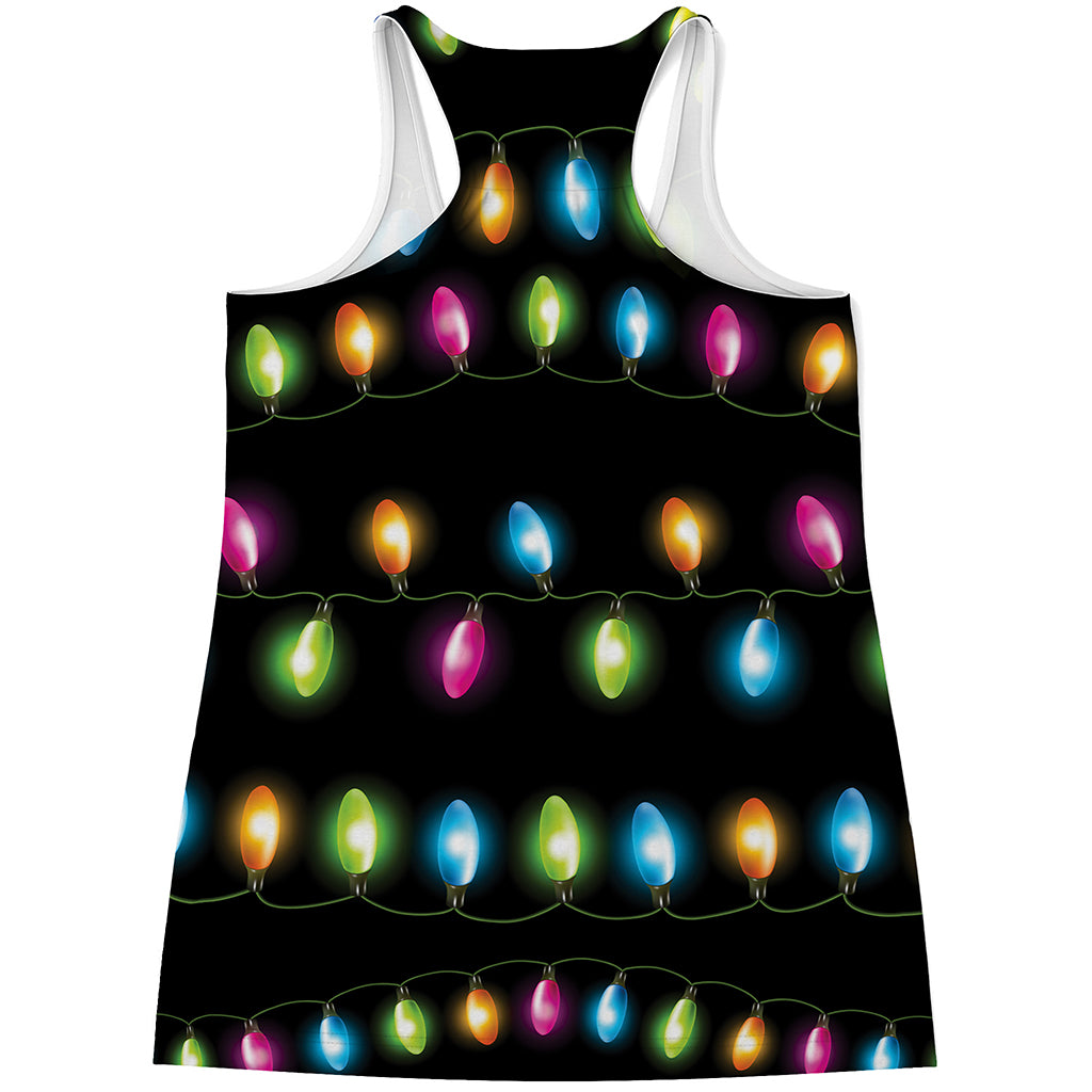 Colorful Christmas Lights Print Women's Racerback Tank Top