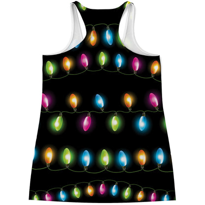 Colorful Christmas Lights Print Women's Racerback Tank Top