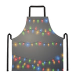 Colorful Christmas String Lights Print Apron