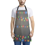 Colorful Christmas String Lights Print Apron